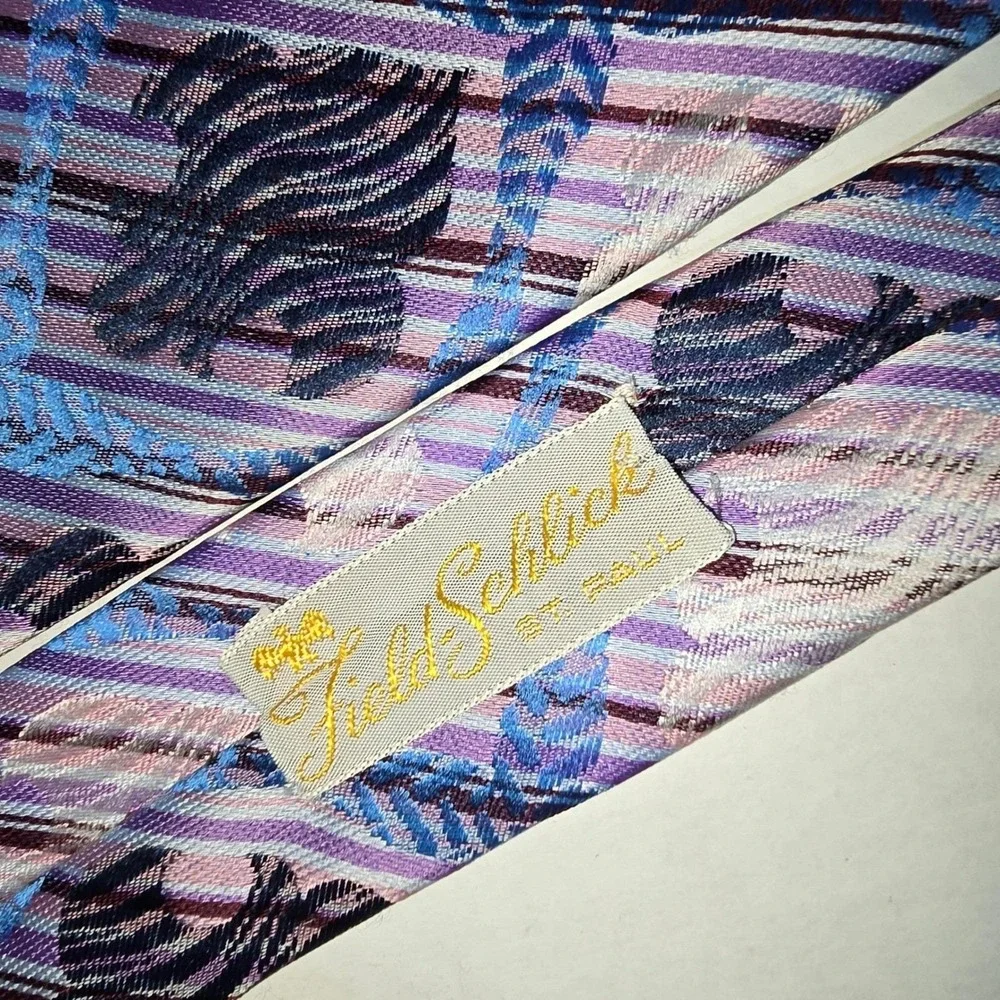 VINTAGE Beau Brummell Field Schlick St. Paul Purple Blue‎ Pink Men's Tie